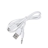 WASABI MANGO 3.5mm Aux Audio Charger USB Cable Cord Adapter for iHome IHM60 IHM61 IHM59 Mini Speaker (White)