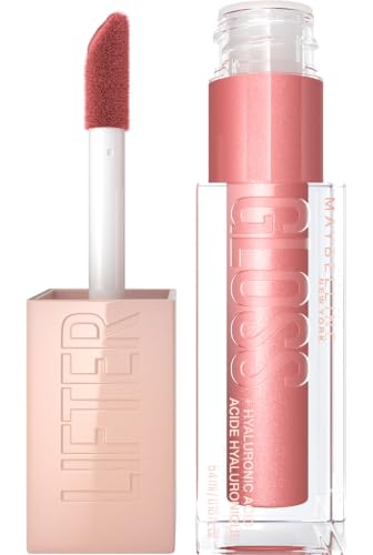 Maybelline Lifter Gloss Hydrating Lip Gloss with Hyaluronic Acid Creates Fuller-Looking Shiny Moisturised and Plumped Lips. Non-sticky 003 Moon (Nude Pink)