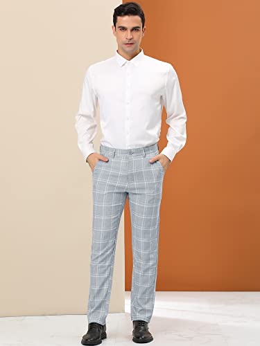 Lars Amadeus Men's Plaid Dress Pants Regular Fit Flat Front Prom Checked Trousers3