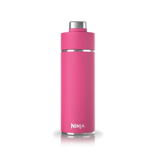 Ninja Thirsti botella de agua de acero inoxidable 530 ml, tapa antigoteo y triple aislamiento para bebidas con gas, calientes y frías, botella deportiva y de viaje, Rosa intenso, DW1801EUUKBP