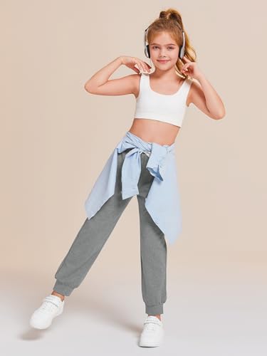 Haloumoning Girls' Sweatpants Soft Athletic Lounge Joggers Kids High Waist Casual Trousers Pants