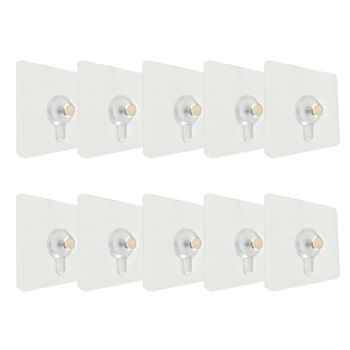 Image of 10Pcs Transparent Acrylic Traceless Picture Hooks Non-Trace Wall Hooks for Hanging Frames Photos Keys Clothes Easy to Use on Hard Walls 2.75 * 2.75 * 0.23in