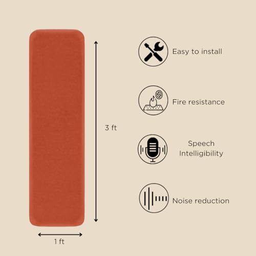 Image of Timber Acoustics Soundproofing Wooden Foam Panels, Acoustic Room Treatment (Set of 3) (1' x 3' x 1.5 inch) (Orange)