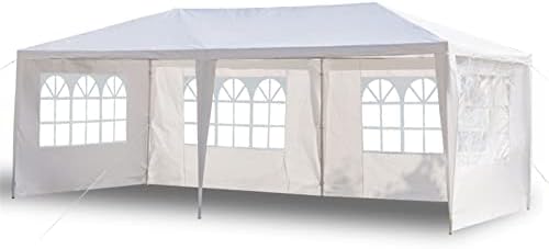 Tatoonly Waterproof Outdoor Canopy Tent Atrium Camping Gazebo Shading Pavilion Catering Party Wedding BBQ Event Tent, 3 * 6m Regular White PE Cloth Iron Pipe (4 Sides)