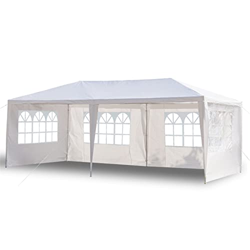 Tatoonly Waterproof Outdoor Canopy Tent Atrium Camping Gazebo Shading Pavilion Catering Party Wedding Bbq Event Tent, 3 * 6M Regular White Pe Cloth Iron Pipe (4 Sides) #TOP3