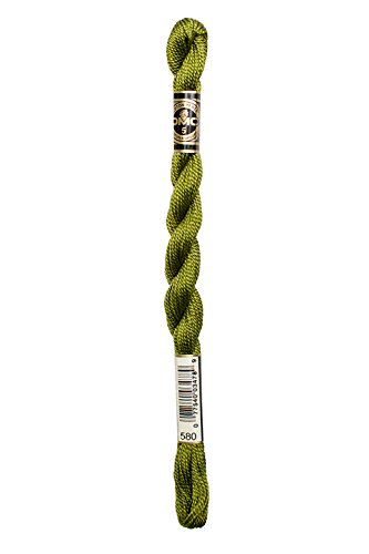 Hilo de algodón perla DMC 115 3-580 color verde musgo oscuro miniatura 2
