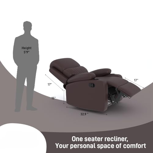 Image of Amazon Brand - Solimo Orleans | Single Seater Sofa Recliner | Manual Recliner (Leatherette Brown)