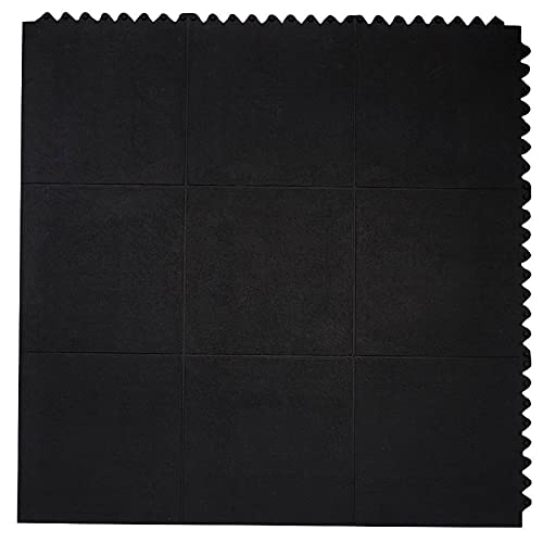 Image of Envelor Interlocking Rubber Tile - Gym Flooring, Commercial Floor Mat, Exercise Equipment Mat, Home Gym, Garage Flooring, Durable Outside Doormat - 90 X 90 Cms, Black