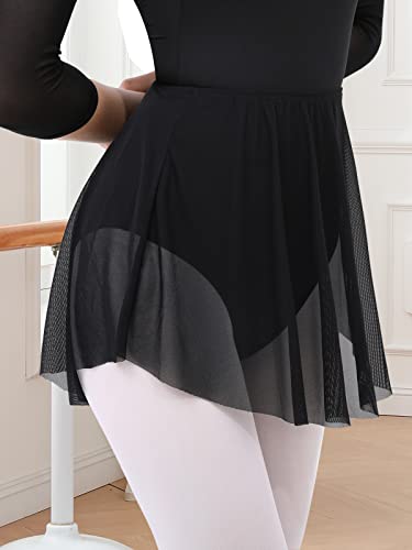 Gorchnc OJL-F7-3 Pull On Ballet Skirt For Women Adult Girls Toddler Dance Skirt Mesh Ballerina Skirt Stretchy Ballet Dance Skirt Black thumb #3