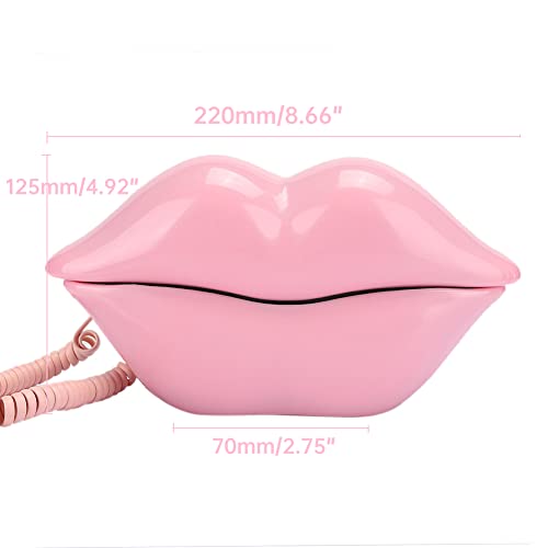 Teléfono fijo con cable forma de labios color rosa miniatura 5