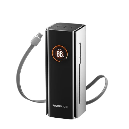 EcoFlow Powerbank 20000mAh 230W Max mit 100W Integrierte Einziehbare USB C Kabel, 100W Laptop Power Bank 4 USB C Tragbares Ladegerät für iPhone 17/16/15 Series, MacBook, Samsung, iPad, Steamdeck