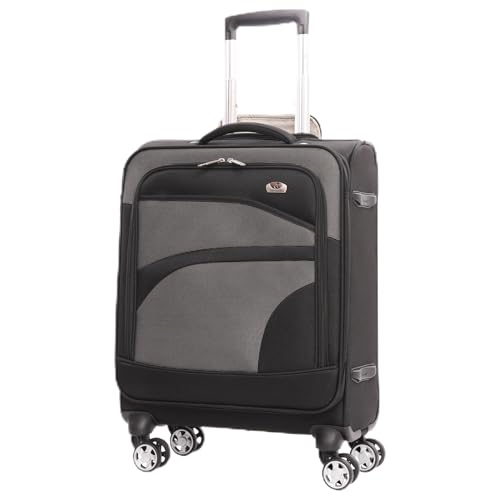 Aerolite Erweiterbar 55x40x20cm auf 55x40x23cm Lufthansa Eurowings Bordgepäck Handgepäck Koffer 55x40x20 55x40x20 mit 4 Rollen - Auch für Condor, SunExpress, TUI und Vieles Mehr (Schwarz)