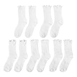 DUINIU 5 Pares De Calcetines Blancos, Estilo Fino De Encaje Transpirable, Calcetines De Algodón Estilo Princesa Para Niñas, Adecuados Para Calzado Deportivo Y Calzado De Ballet.