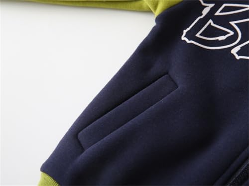 Baby Boys And Girls Color Block Lapel Letter Printed Long Sleeve Fleece Baseball Jacket Thick Zipper Jacket With Pockets4