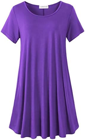 LARACE Plus Size Dresses for Women Casual T Shirt Dress with Pockets Long Tunic Or Tops to Wear with Leggings(Deep Purple 2X)