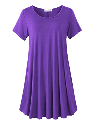 Larace Plus Size Dresses For Women Casual T Shirt Dress With Pockets Long Tunic Or Tops To Wear With Leggings(Deep Purple 2X) #TOP21