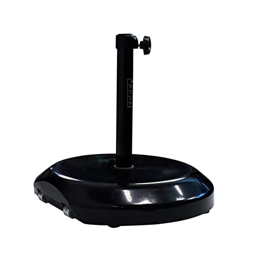 California Umbrella 75 lbs. Round Concrete Weighted Powdercoated Steel Umbrella Base With Wheels, Black Frame