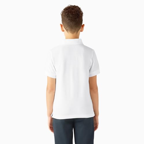 Dickies Big Boys' Short Sleeve Pique Polo Shirt, White, Medium (10/12) - image 2