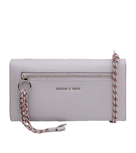 CHARLES & KEITH Women's Circular Handle Long Wallet (Grey/Beige)