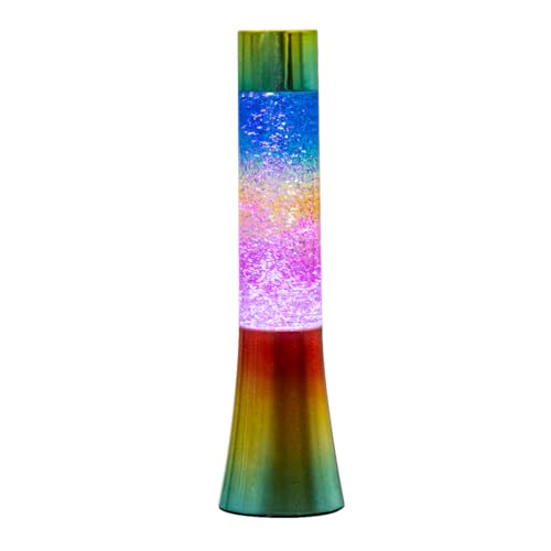 Global Gizmos 48699 Rainbow Glitter Lamp/Colour Changing LED Lights/Retro Nostalgia/Relaxing Mood Light / 13 Inch Height