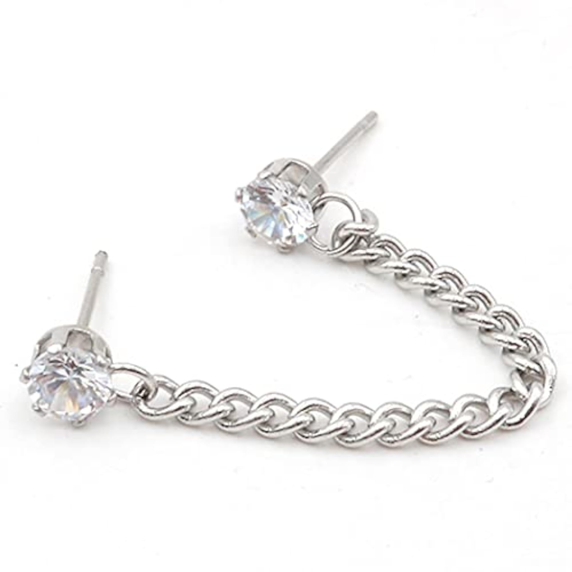 Men's Rhinestone Cuff Chain Wrap Tassel Earrings