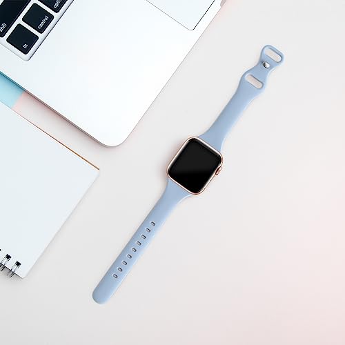 Image of Thin Slim Band Compatible with Apple Watch 38mm 40mm 41mm 42mm 44mm 45mm 46mm 49mm, Replacement Silicone Sport Strap for iWatch Series 11 /10 /9 /8 /7 /6 /5 /4 /3 /2 /1 Ultra SE Women Men, Sky