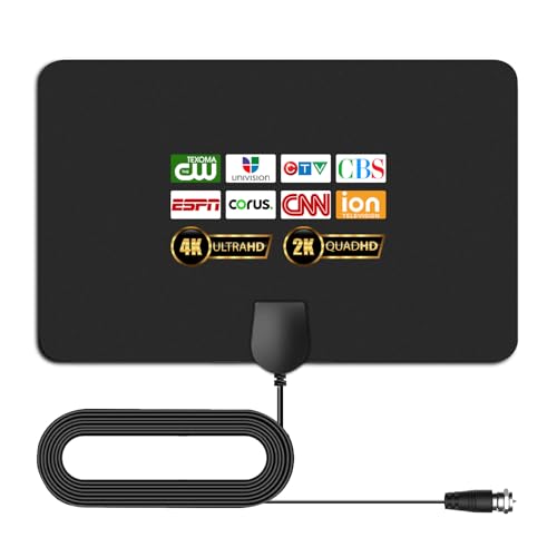 TV Antenna Indoor for Local Channels, 2025 Long Range Antenna for Smart TV, Easy to Install, Digital TV Antenna for All Smart/Old TVs, Supports 4K 1080P HD VHF UHF