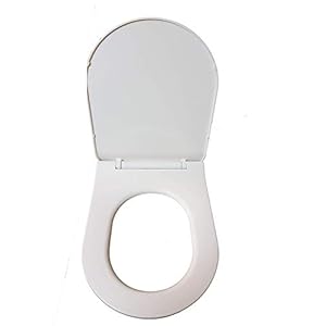 ELEGANT CASA Colour White 368 Soft-Closing D-shape Round PP Seat Cover Commode Cover (46 x 35 cm) Adjustable Hinges (Hole distance) from 13-18CM; White Colour