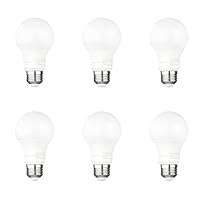 Amazon Basics A19 Dusk to Dawn Sensor LED Outdoor Light Bulb, 60W Equivalent, Energy-Efficient 9W, Daylight White, 5000K, E26 Base, 10,000 Hours, 6 Count (Pack of 1)