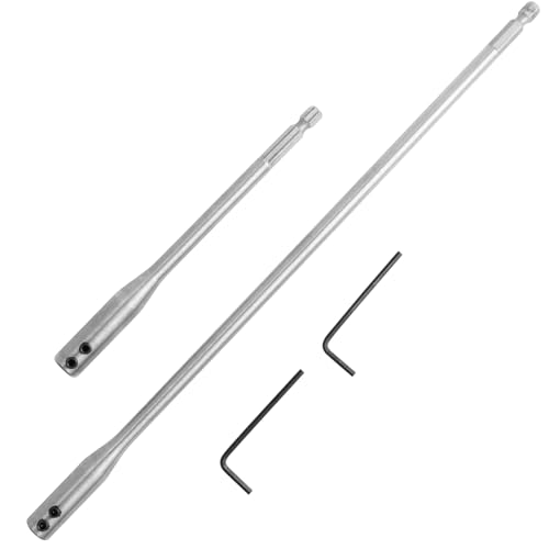 Treki Set di punte da trapano da 1/4 da 15,2 cm e 30,5 cm, con 2 chiavi inglesi, in acciaio al carbonio, barra di estensione per tornitori, mobili, carpenteria e costruzione (4 pezzi)