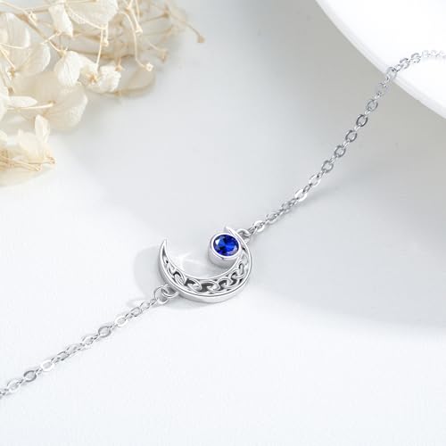 Moon Bracelet for Women 925 Sterling Silver Moonstone/Birthstone Moon Bracelet Butterfly/Dragonfly Bracelet Celtic Moon Butterfly Dragonfly Jewelry Gifts for Women4