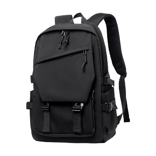 T.Y.ryanryan Mochila clásica de gran capacidad para hombre y mujer, tela duradera, correas ajustables, se adapta a portátiles de 15.6 pulgadas, Negro -, L, Correa ajustable