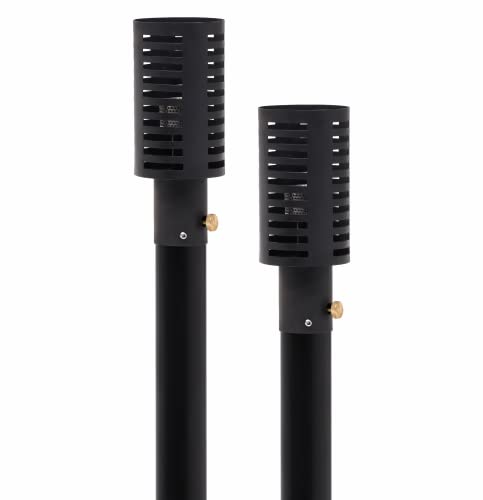 Big Kahuna Gas Tiki Style Torch - Exotic Propane or Natural Gas Lamp Includes a 82" Black Steel Pole for Easy Set Up - Permanent Outdoor Lights are Great for Landscape Lighting, Set of 2 (Industrial)