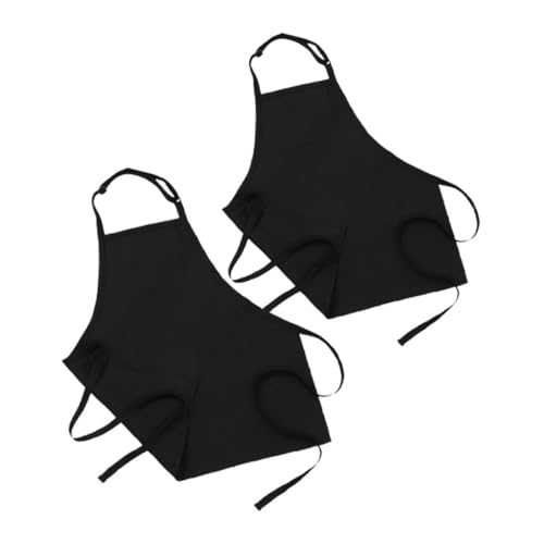 Tablier de cuisine réglable noir lot de 2 pièces avec poches