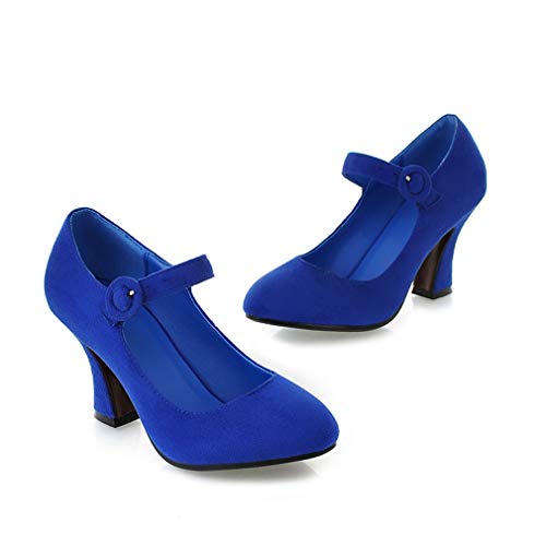 MFairy Women's Buckled Mary Jane Shoes Chunky Heel Cushioned Dress Pumps2