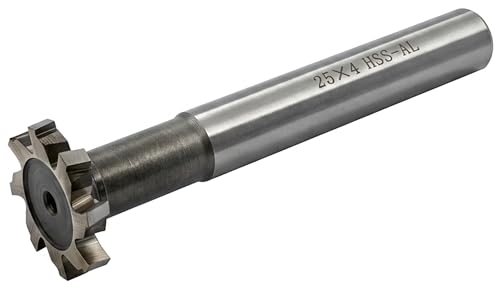 Image of NACX HSS-AL T Slot End Mill Woodruff Keyway Cutter, 25mm Cutting Diameter 4mm Depth 90mm Overall Length, High Speed Steel T-Slot Milling Cutter for Metalworking