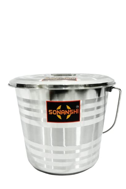 Image of Stainless Steel Jointless Leak Proof Water Bucket with LID (16 litres)