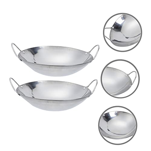 Wok de acero inoxidable con doble mango 2 piezas miniatura 5