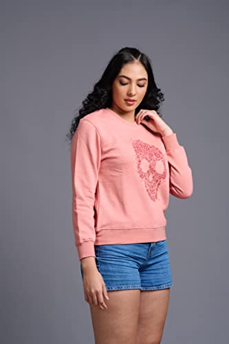 Image of Go Devil Stylish Trendy Regular Fit 100% Cotton Sweatshirt with Round /Crew Neck Full Sleeves, Casual Printed Winter Wear for Women /Girls