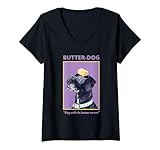 Photo Gallery donna butter-dog divertente cane con burro sulla testa meme design maglietta con collo a v Photo Gallery donna butter-dog divertente cane con burro sulla testa meme design maglietta con collo a v
