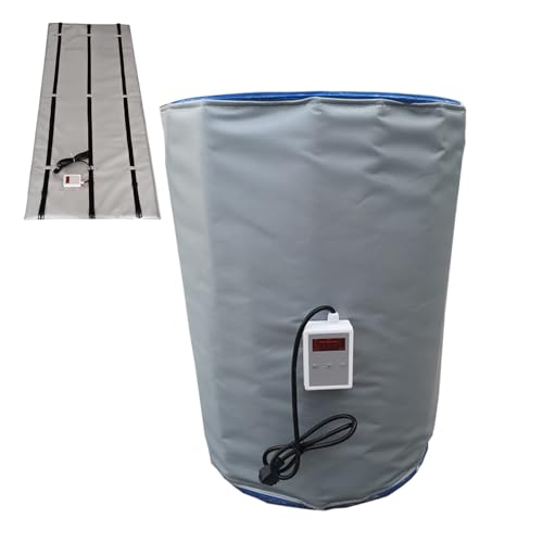 pedenencelia Calentador De Bidón Metálico De 2000 W con Manta Calefactora para Bidones De 53/264 Galones, Ajustable De 0 A 120 °C, Temporizador De 24 H, con Termostato Independiente,1000l/264.17GAL
