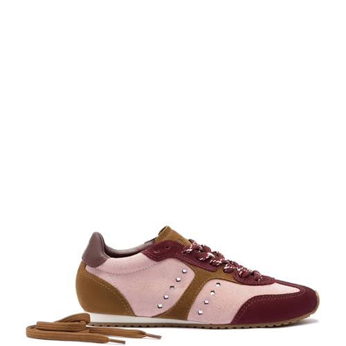Stella Sneaker In Tulip, Russet And Wine Suede And Silver Metallic Leather3