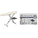 Rowenta Pro Compact Ironing Board with Hanger Rack (18 x 54 Inches) and Rowenta ZD100 Non-Toxic Stainless Steel Soleplate Cleaner Kit