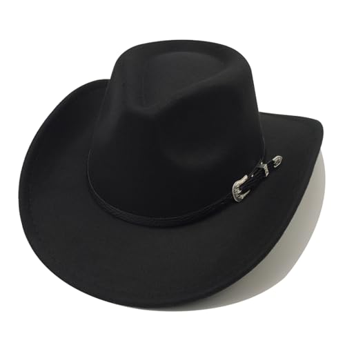 Cowboyhut Damen Herren Westernhut Fedora Hut Breiter Krempe mit Lederband...