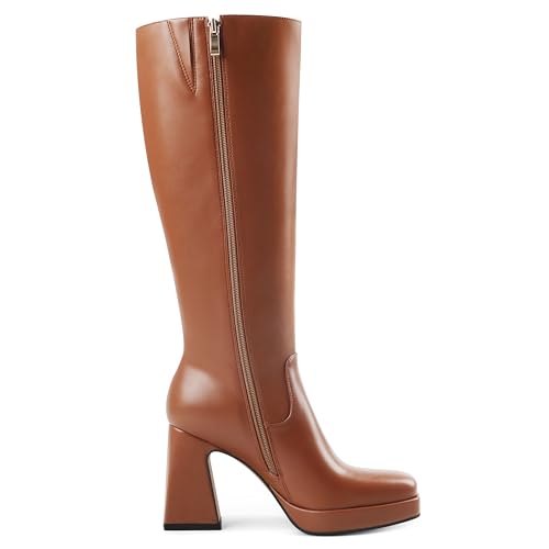 Image of JOY IN LOVE Knee High Boots for Women Chunky Heel Tall Boots | Chunky Block Heel, Square Toe, Side Zipper, Comfortable Daily Long Tall Boots
