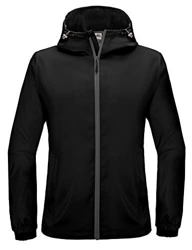 Mapamyumco Men's Windbreaker Lightweight, Windproof Hooded Golf Jacket, Stretch Water-Resistant