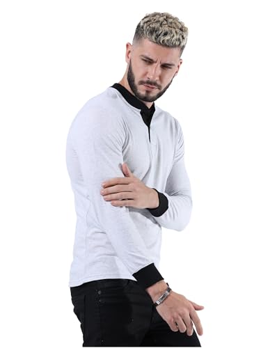 Image of fanideaz Mens Premium High Neck Henley T Shirts for Men Branded Full Sleeve Shirt for Men in Pure Cotton Casual & Formal Wear