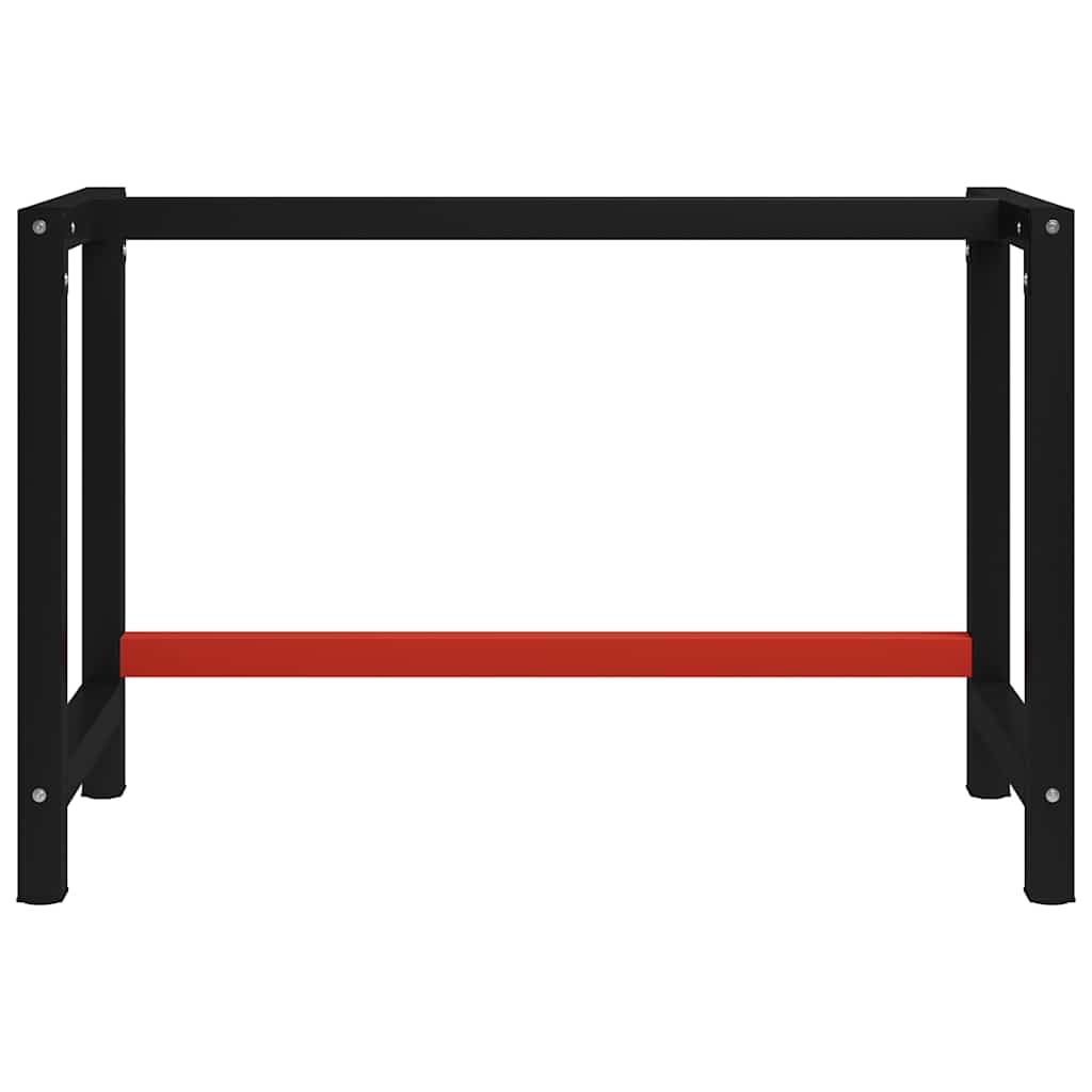 vidaXL Banco de Trabajo 120x57x79 cm Metal con Recubrimiento en Polvo Negro Rojo Industrial