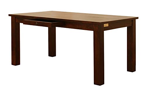 MASSIVMOEBEL24.DE | Oxford Esstisch aus Massivholz mit Schublade #112 | aus Akazienholz - Nougat, lackiert | 140x85x76…