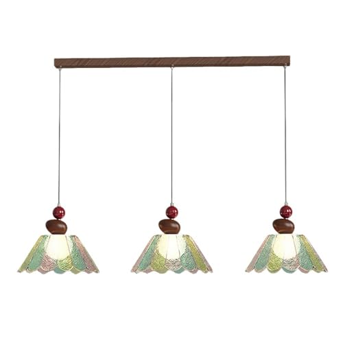 Lustre en résine à 3 lampes en vitrail et plafonnier LED 30W multicolore pour salle à manger